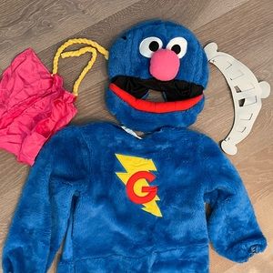 EUC super grover costume Adult XL Sesame Street 3D plush head piece